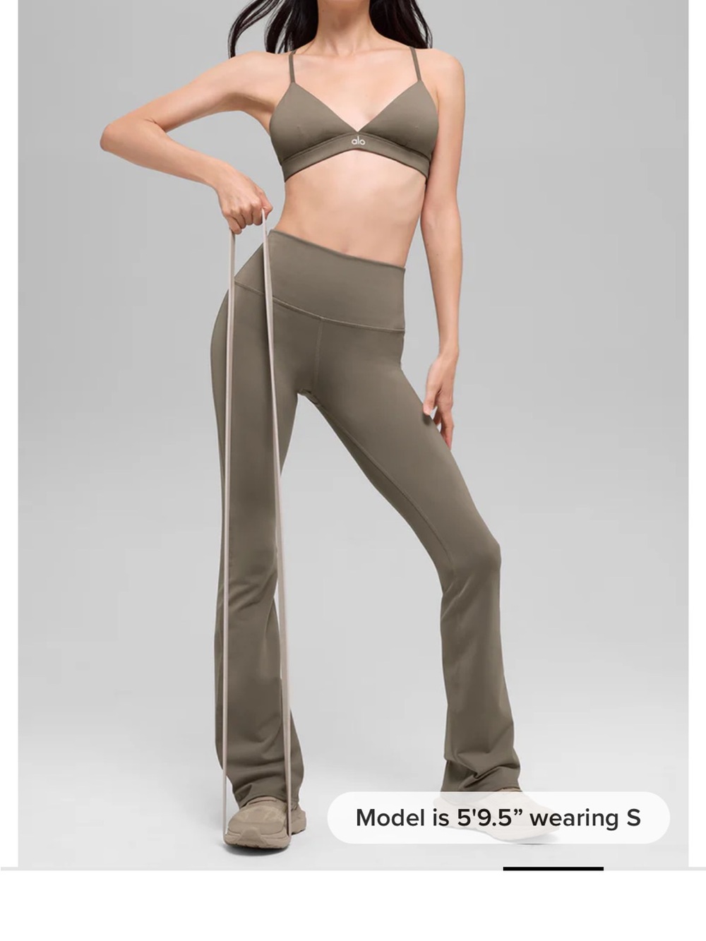 ALO Yoga High-Waist Flare Track Pants in light cocoa
